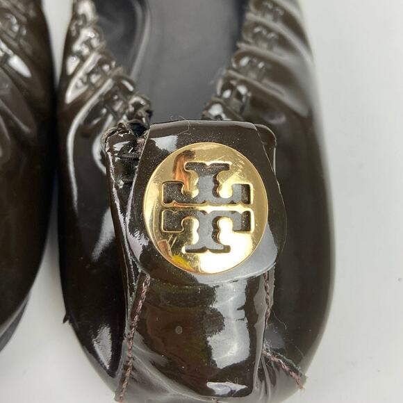 Tory Burch Reese Black Patent Tassels Slip On Casual Ballet Flat Shoes Size 8 - Picture 6 of 6